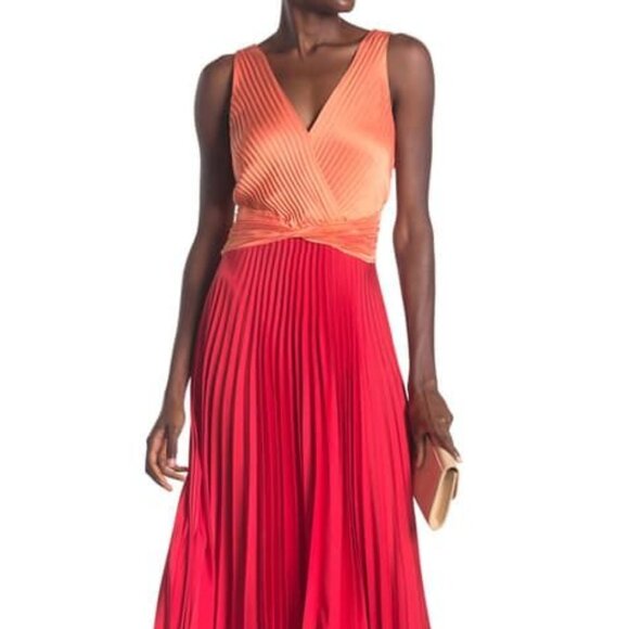Ramy Brooks COlorblock Pleated Midi Dress - Picture 1 of 7